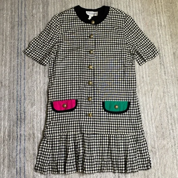 Jessica Howard Black and White Checkered Mini Dress - Picture 3 of 13